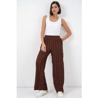 Texturierte Weitbein-Hose zum Reinschlüpfen