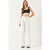 Weit geschnittene Faltenhose aus Krepp