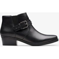 Lederstiefeletten mit Blockabsatz und Schnalle