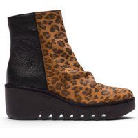 Keilstiefeletten mit Leopardenmuster