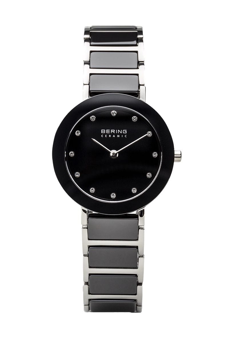 Elegante Keramik- und Edelstahl-Uhr