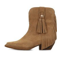 Western-Stiefeletten mit Fransen aus Veloursleder