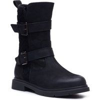 Lederstiefel mit Schnallen und Wildleder