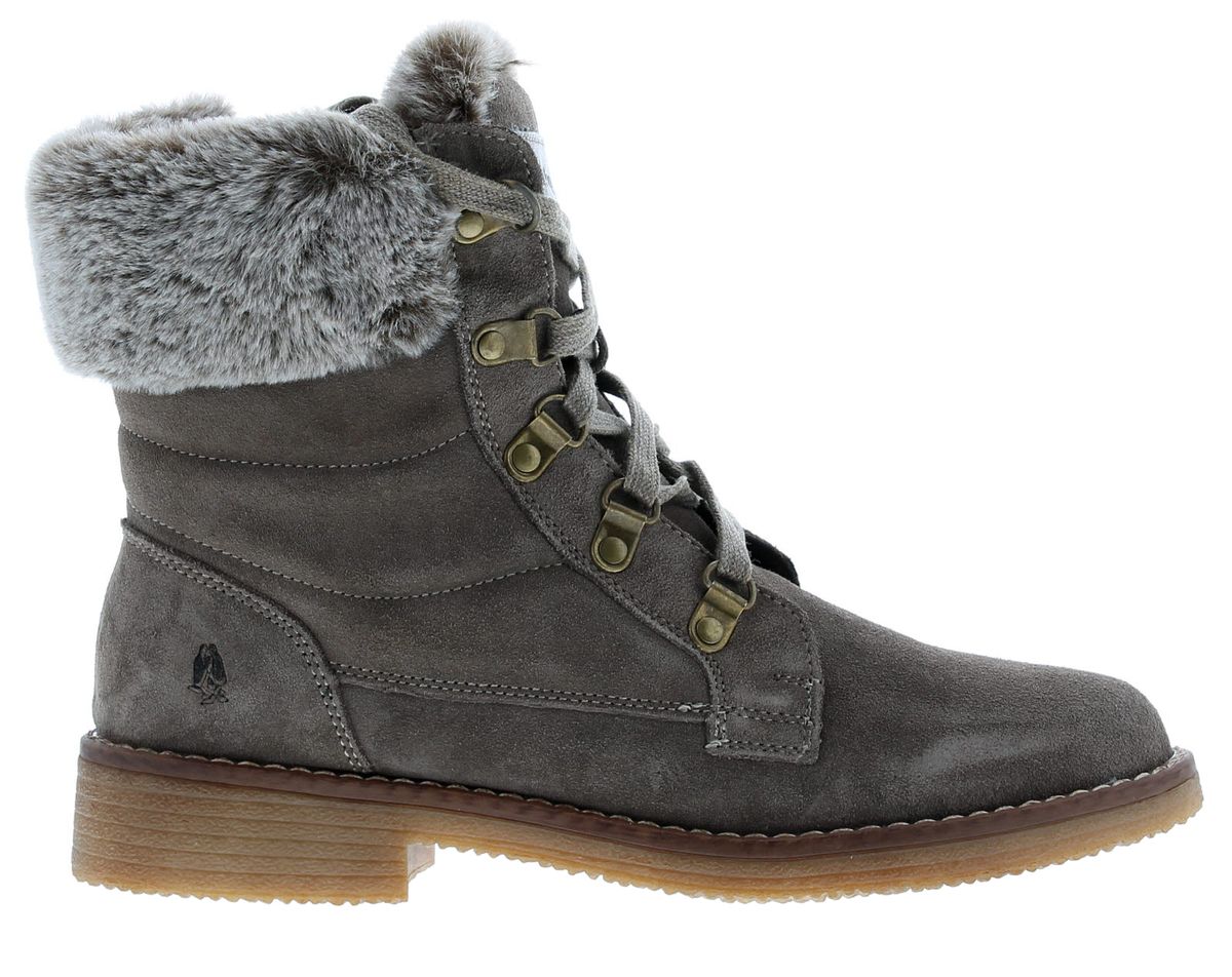 Wildleder-Schnürstiefel mit Kunstfell-Besatz