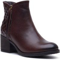 Leder-Stiefeletten mit Steppmuster und Blockabsatz