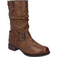 Geknautschte Lederstiefel mit Schnalle