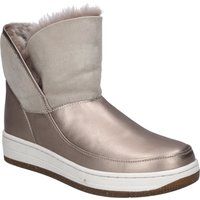 Metallic-Lederstiefeletten mit Lammfellfutter