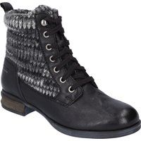 Leder-Stiefelette mit Strickkragen
