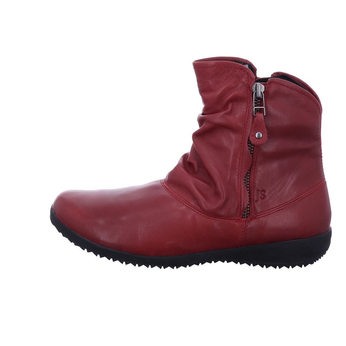 Rote Leder-Stiefeletten mit Raffung