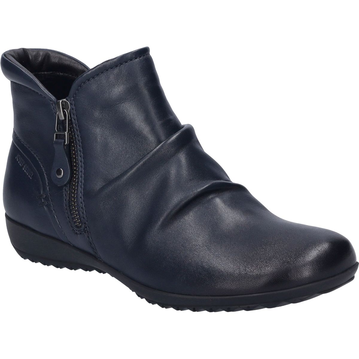 Geraffte Stiefeletten aus weichem Leder