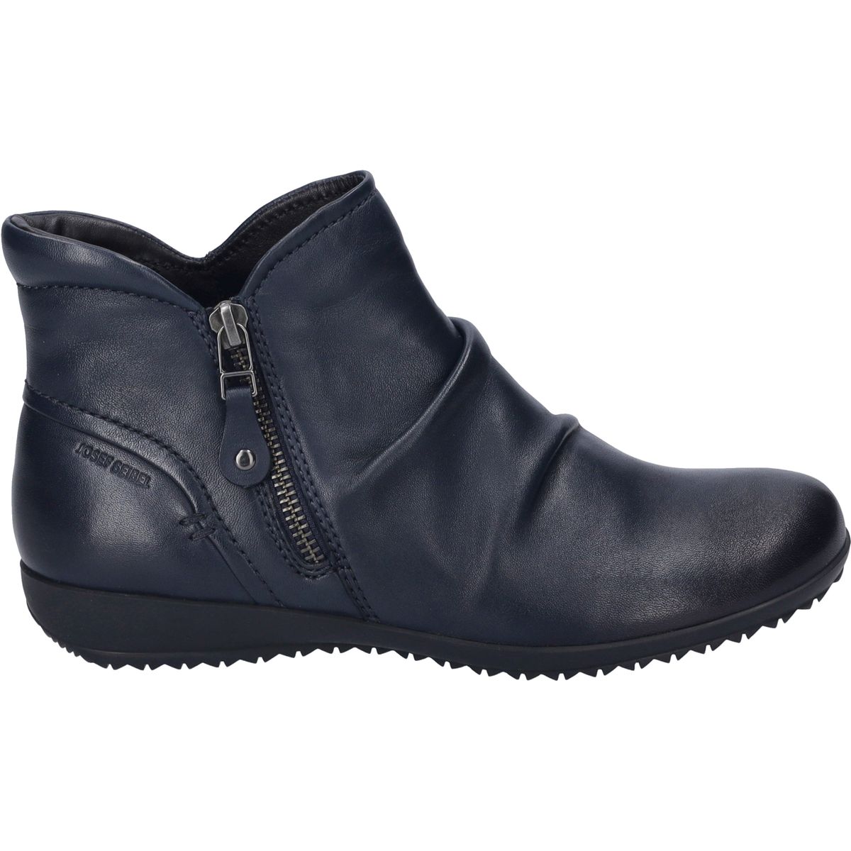 Geraffte Stiefeletten aus weichem Leder