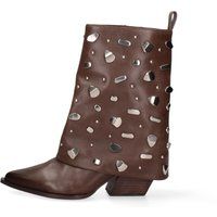 Lederstiefeletten mit Nieten und Gamasche