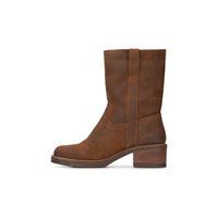 Halbhohe Lederstiefel mit Blockabsatz