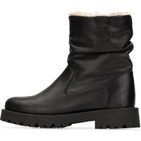 Geraffte Lederstiefeletten mit Profilsohle