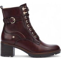 Leder-Schnürstiefeletten mit Blockabsatz