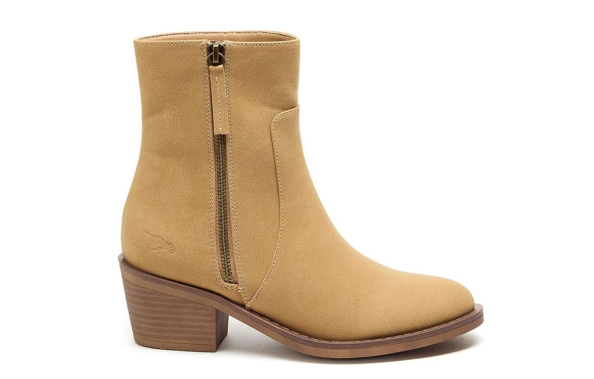 Stiefeletten mit Blockabsatz in Wildlederoptik