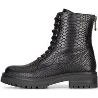 Leder-Combat-Boots mit Schlangenprägung