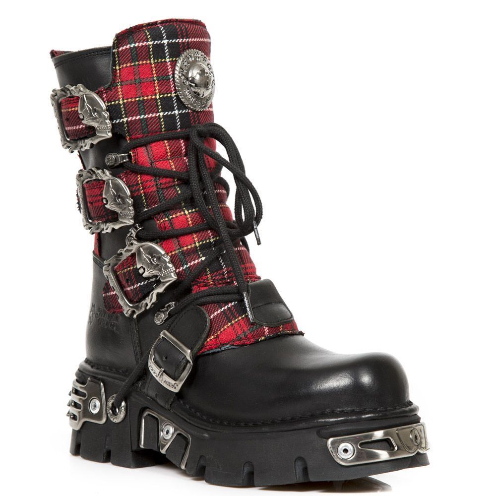 Metallic Punk Tartan Plateau-Stiefel