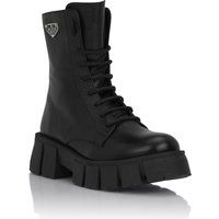 Leder-Combat-Boots mit Chunky-Sohle