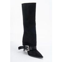 Spitz zulaufende Fold-Over Stiletto-Stiefel