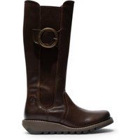 Kniehohe Lederstiefel mit Schnalle