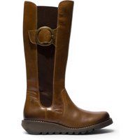 Kniehohe Lederstiefel mit Schnalle
