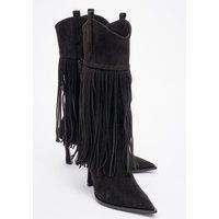Fransenstiefel mit spitzer Zehenpartie