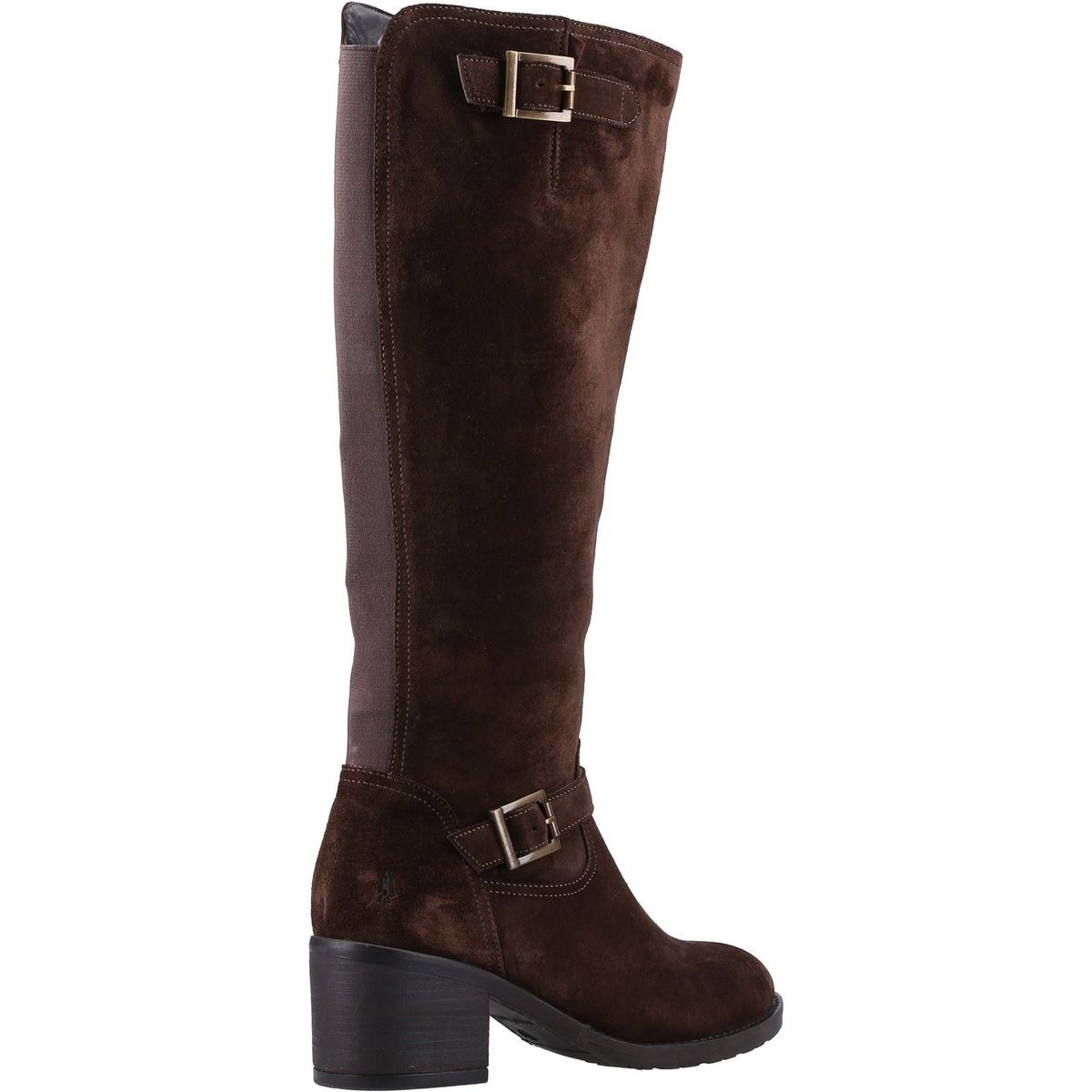 Kniehohe Wildlederstiefel mit Schnalle
