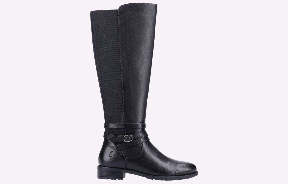 Kniehohe Lederstiefel mit Schnallendetails