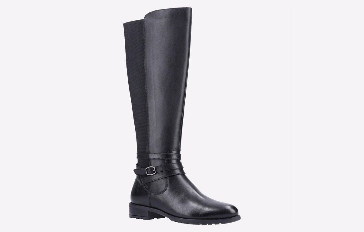 Kniehohe Lederstiefel mit Schnallendetails
