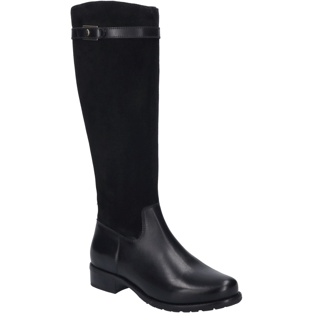 Kniehohe Stiefel aus Materialmix