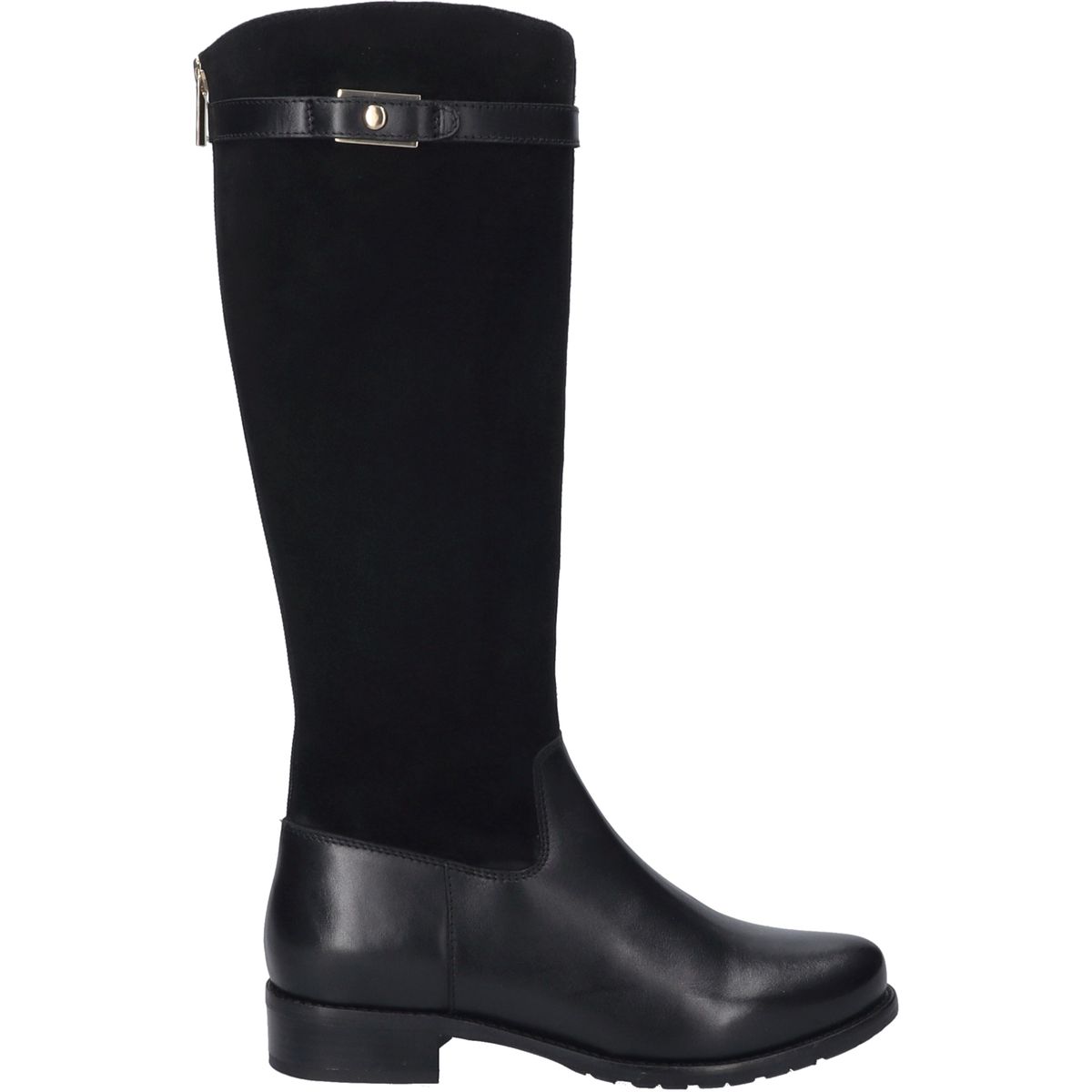 Kniehohe Stiefel aus Materialmix