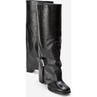 Skulpturale Gamaschen-Stiefel mit Blockabsatz