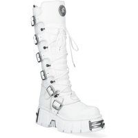 Kniehohe Plateau-Stiefel mit Schnallen