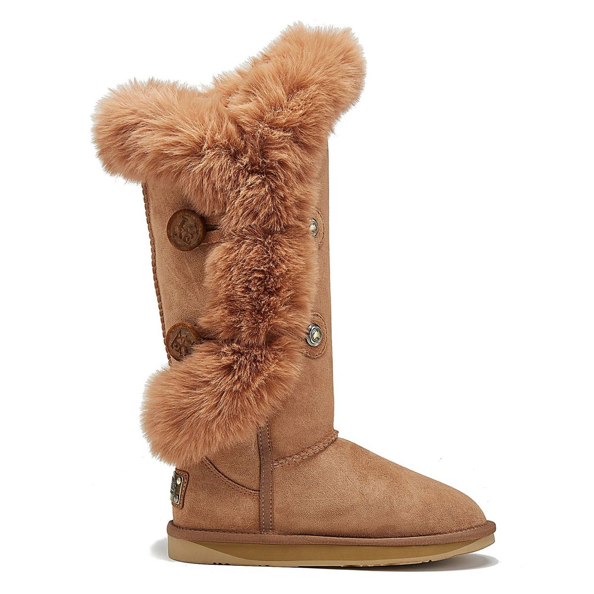 Hohe Lammfellstiefel mit Kunstfellbesatz