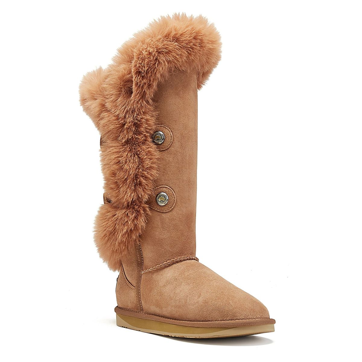 Hohe Lammfellstiefel mit Kunstfellbesatz