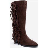 Wildlederstiefel mit Fransen im Western-Stil