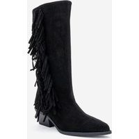Wildlederstiefel mit Fransen im Western-Stil