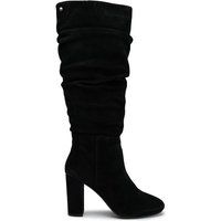 Geraffte Wildleder-Blockabsatz-Stiefel