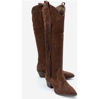 Kniehohe Western-Wildlederstiefel mit Fransen