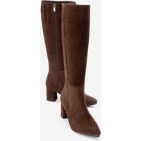Kniehohe Wildlederstiefel mit Blockabsatz