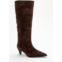 Wildleder-Kniestiefel mit Pfennigabsatz
