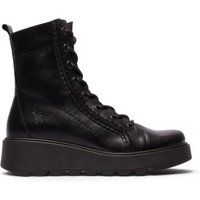 Leder-Schnürstiefel mit Keilabsatz