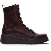 Leder-Schnürstiefel mit Keilabsatz