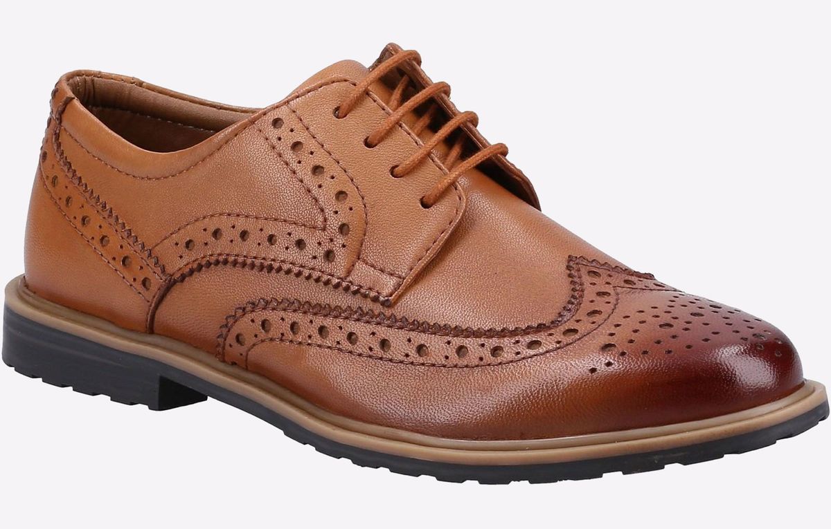 Leder-Brogues mit Flügelkappe und Schnürung
