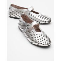 Gelochte Leder-Mary-Janes in Metallic