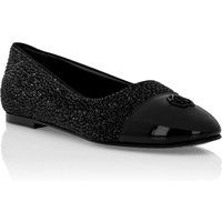Funkelnde Ballerinas mit Lack-Zehenkappe