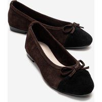 Wildleder-Ballerinas mit Kontrast-Kappe