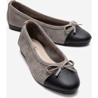 Wildleder-Ballerinas mit Kontrast-Kappe