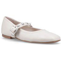 Leder-Ballerinas mit Riemen und Nieten